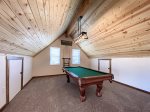 Pool table on upper level